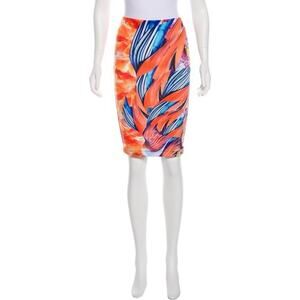 CLOVER CANYON Geometric 2 sided Floral Neoprene Print Pencil Skirt Small